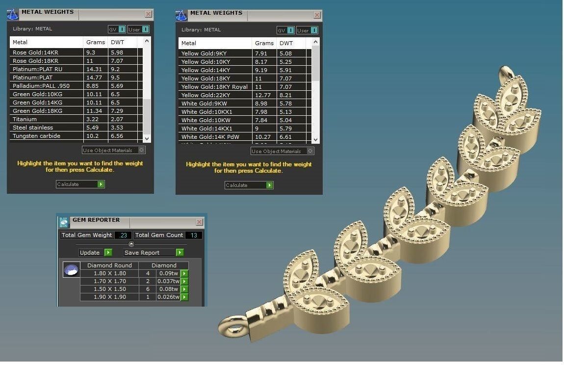 Delicate Leaves Necklace with Gemstones 3D print model_5