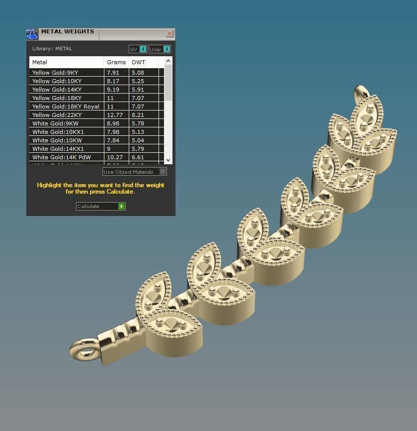 Delicate Leaves Necklace with Gemstones 3D print model_4