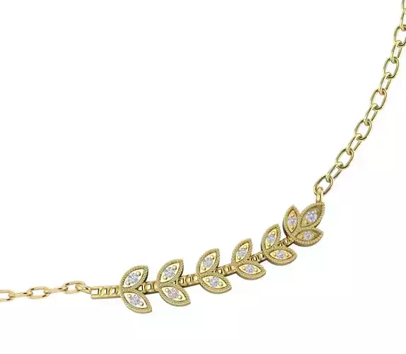 Delicate Leaves Necklace with Gemstones