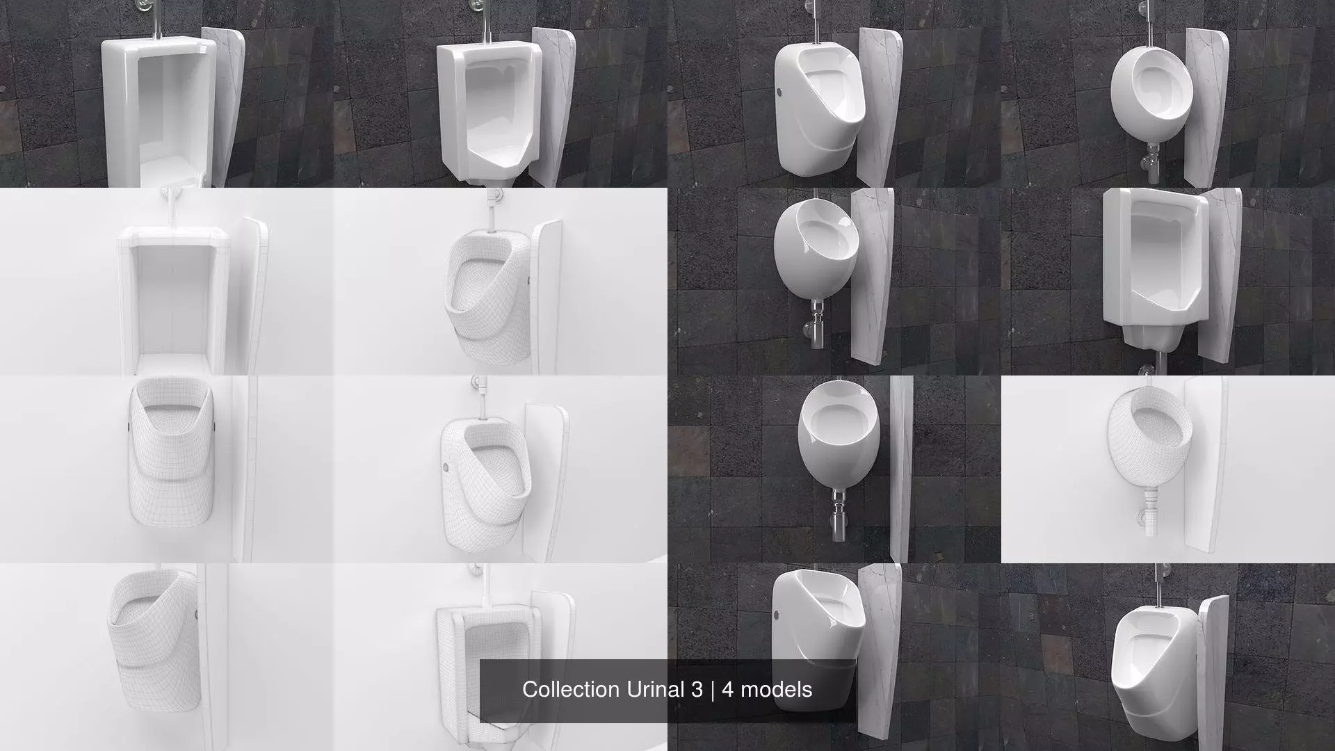 Collection Urinal 3 on tiled wall _0