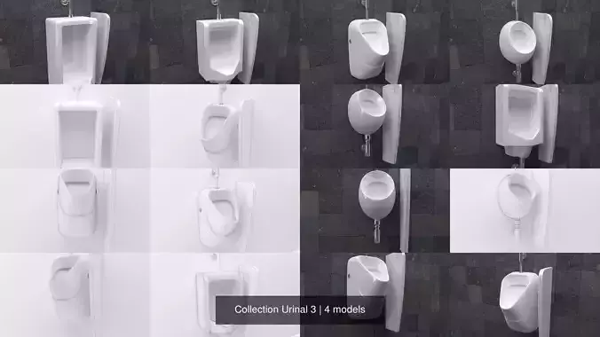 Collection Urinal 3 on tiled wall 