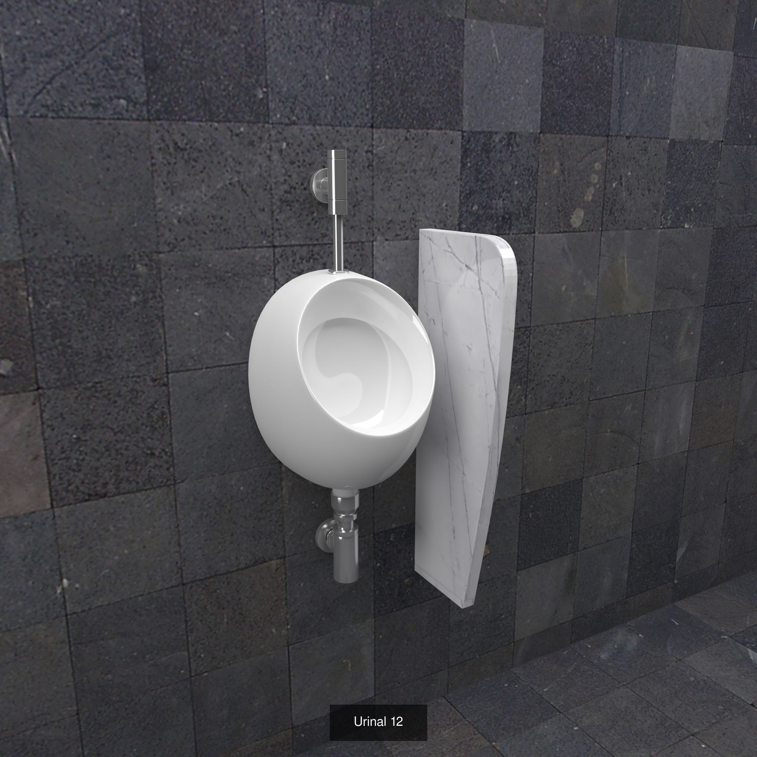 Collection Urinal 3 on tiled wall _4