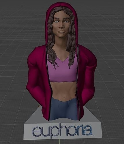 EUPHORIA RUE ZENDAYA 3D SCULPTURE BUST FIGURE TV ACTRESS 3D print model