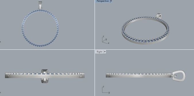 Sterling Silver Round Pendant Jewelry 3D print model