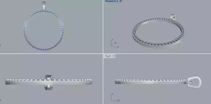 Sterling Silver Round Pendant Jewelry 3D print model
