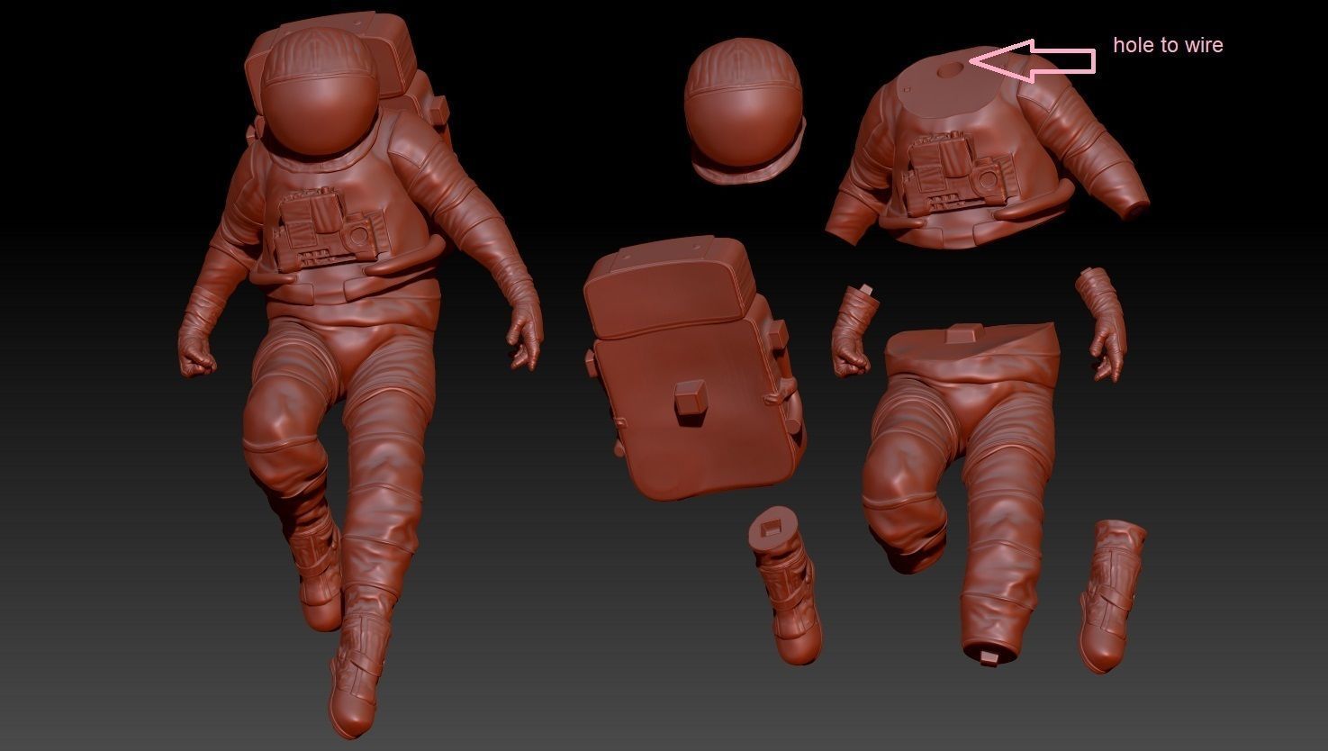 Astronaut Lamp 3D print model_3