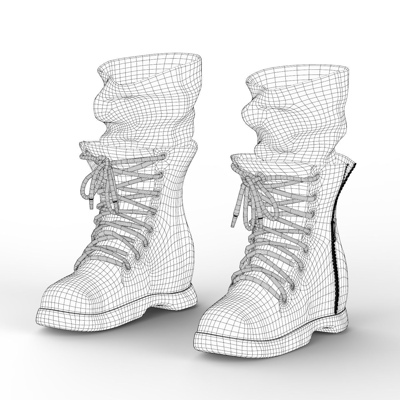 Leather Boot With Socks Low-poly 3D model_4