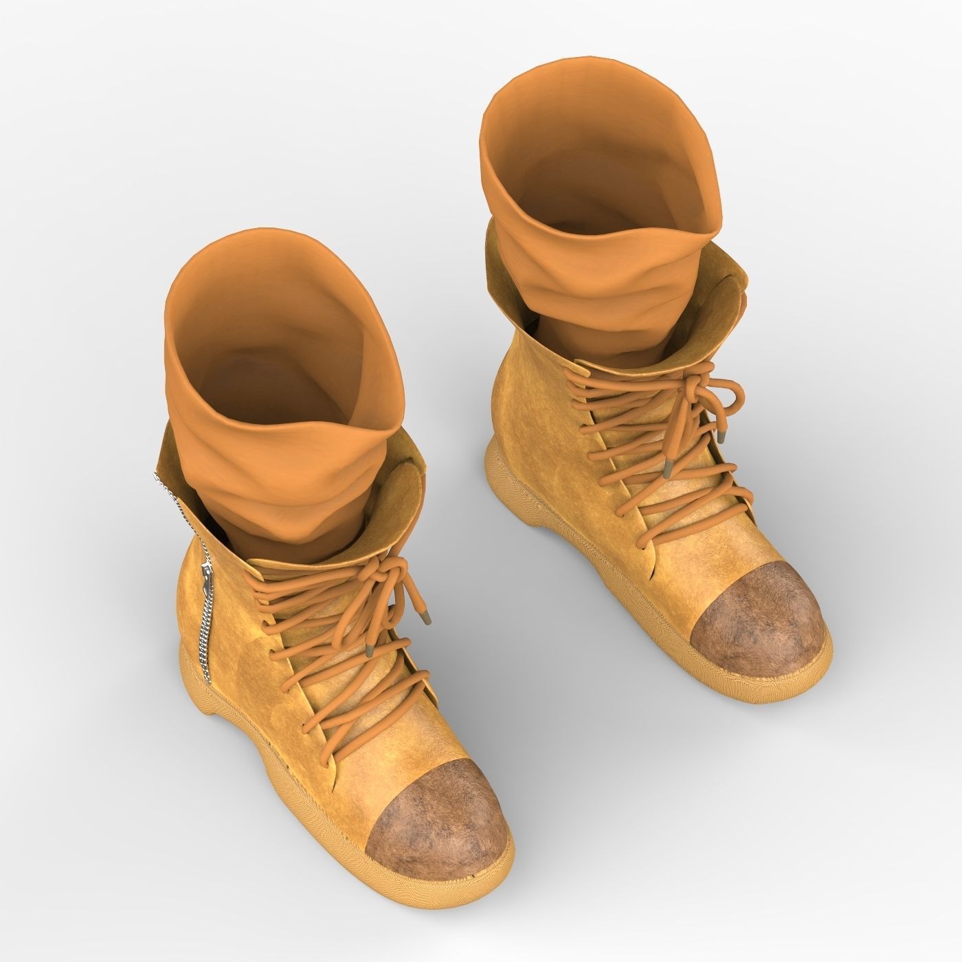 Leather Boot With Socks Low-poly 3D model_3
