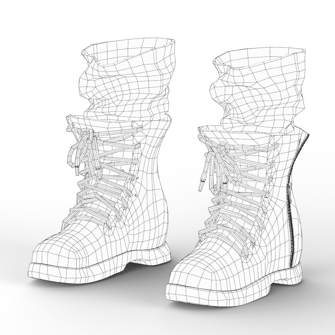 Leather Boot With Socks Low-poly 3D model_5