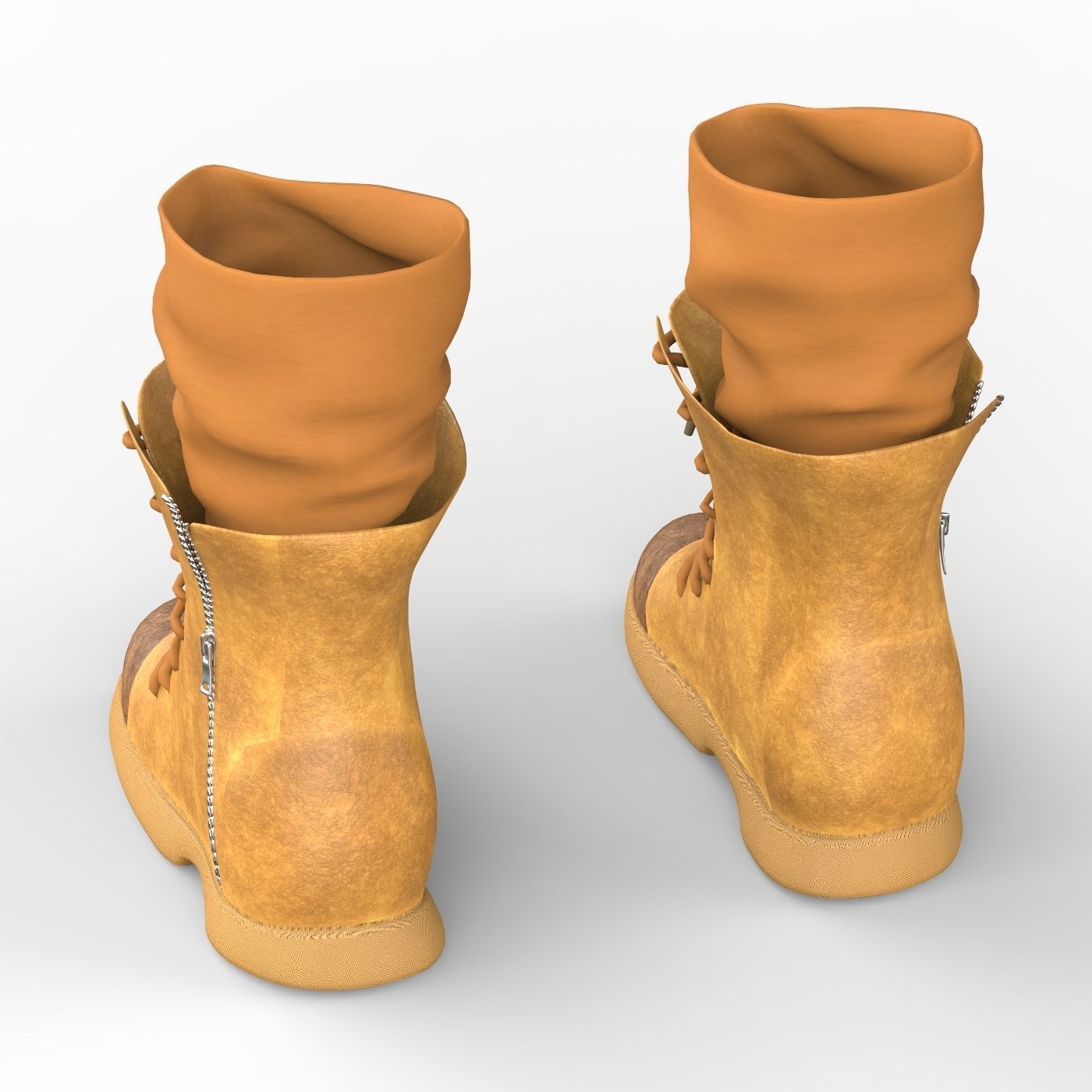Leather Boot With Socks Low-poly 3D model_2