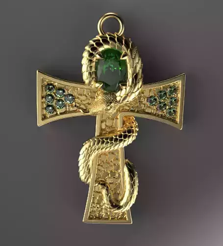 Snake cross pendant printable STL 