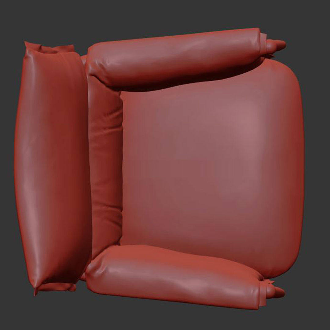 armchair lounge chair in tan leather 3D model_1