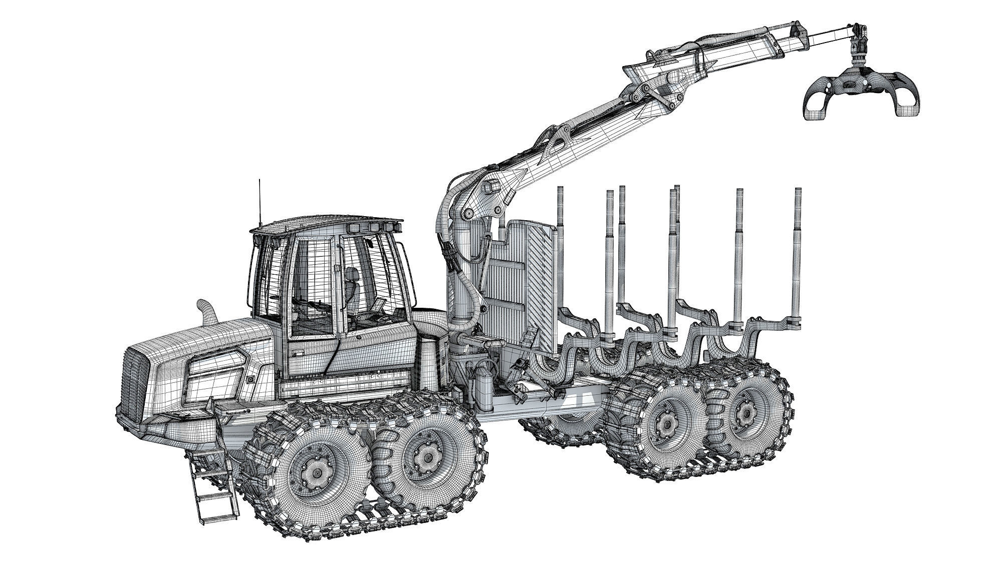 Forestry Forwarder Tractor 3D model_15