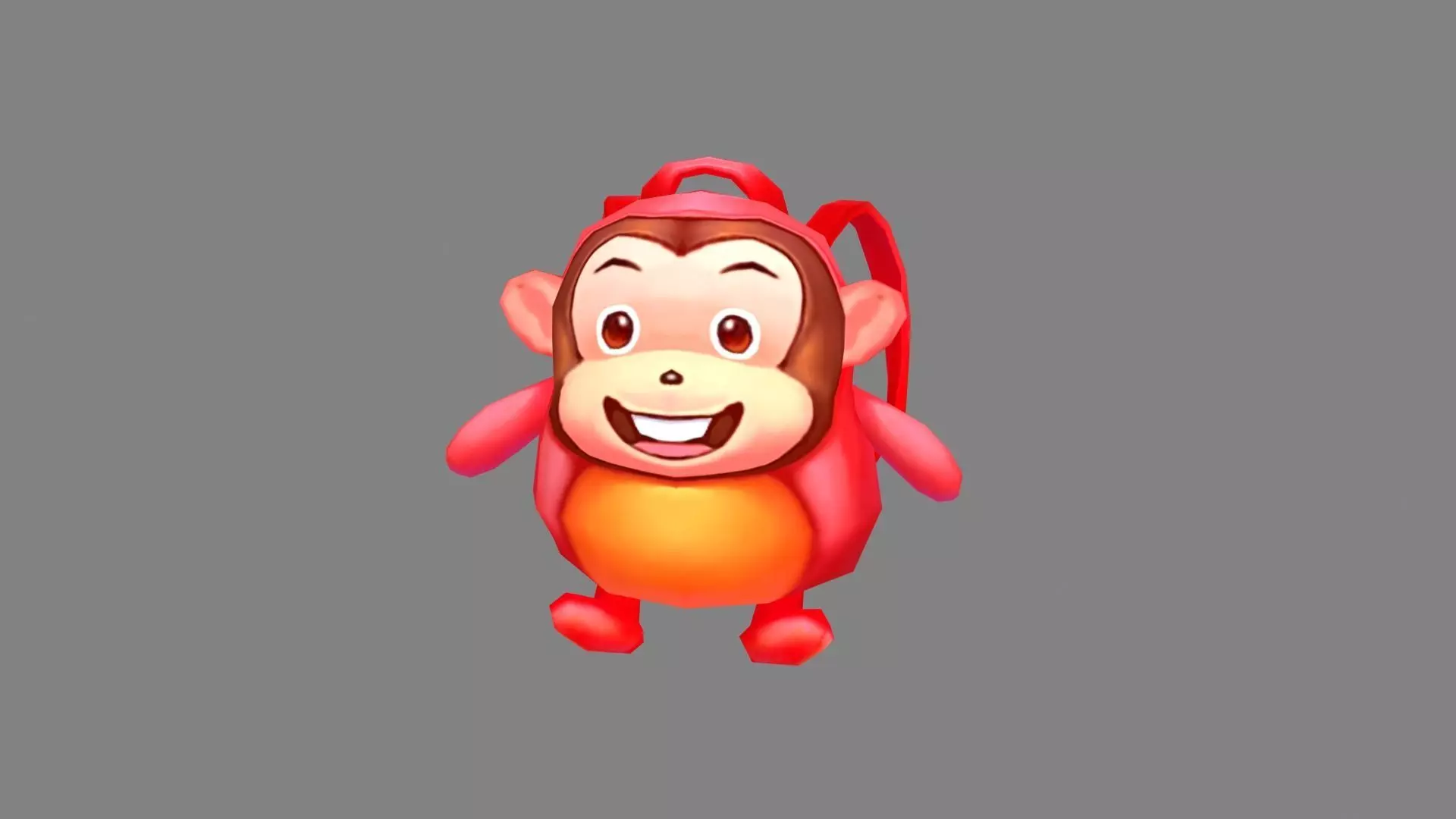 Cartoon children school bag - monkey backpack Low-poly 3D model