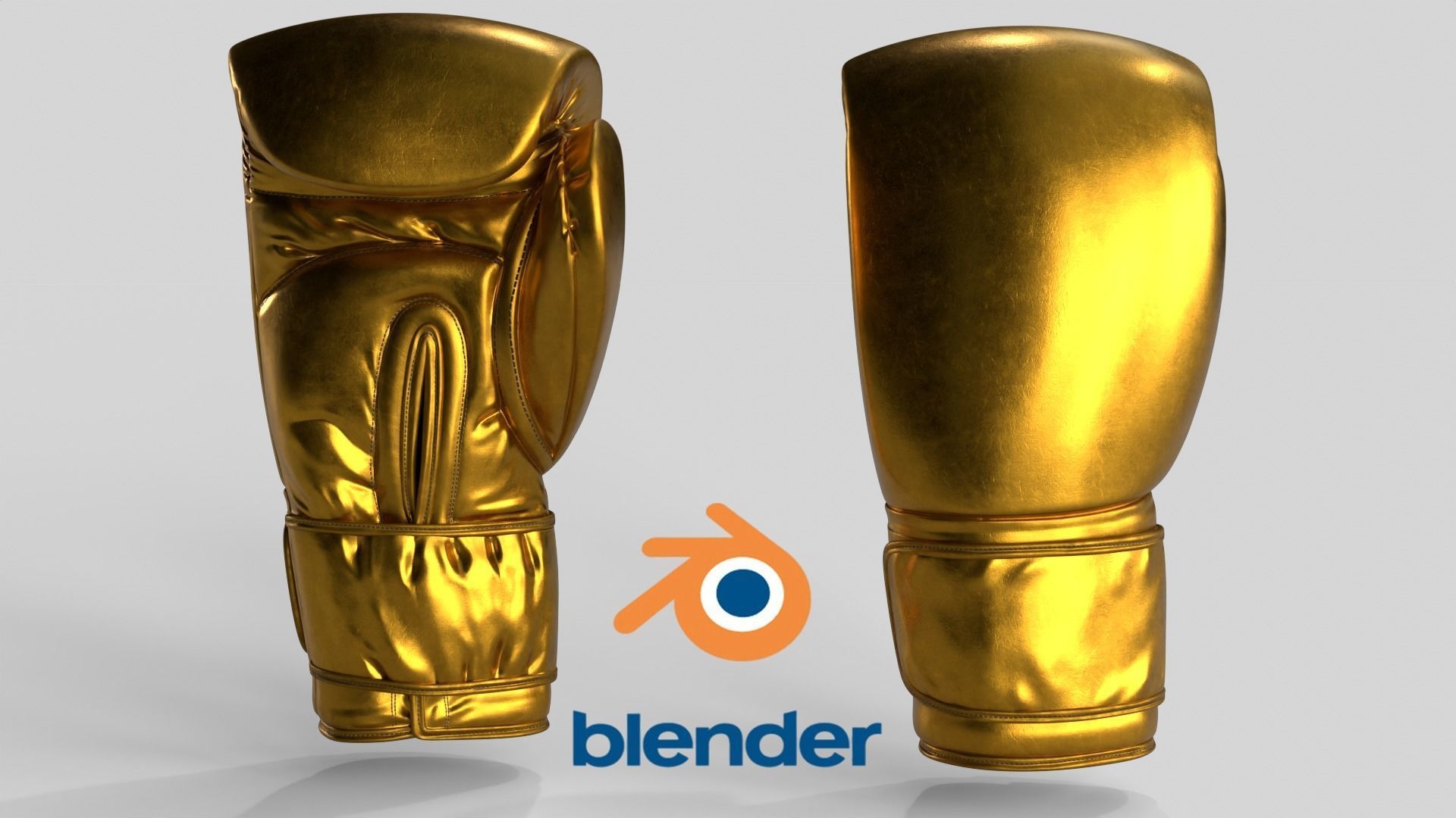 Boxing Glove Gold Low-poly 3D model_4
