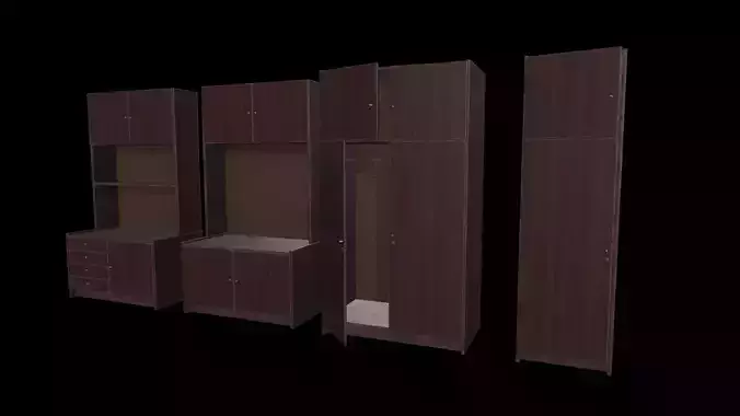 Old vintage wardrobes and table