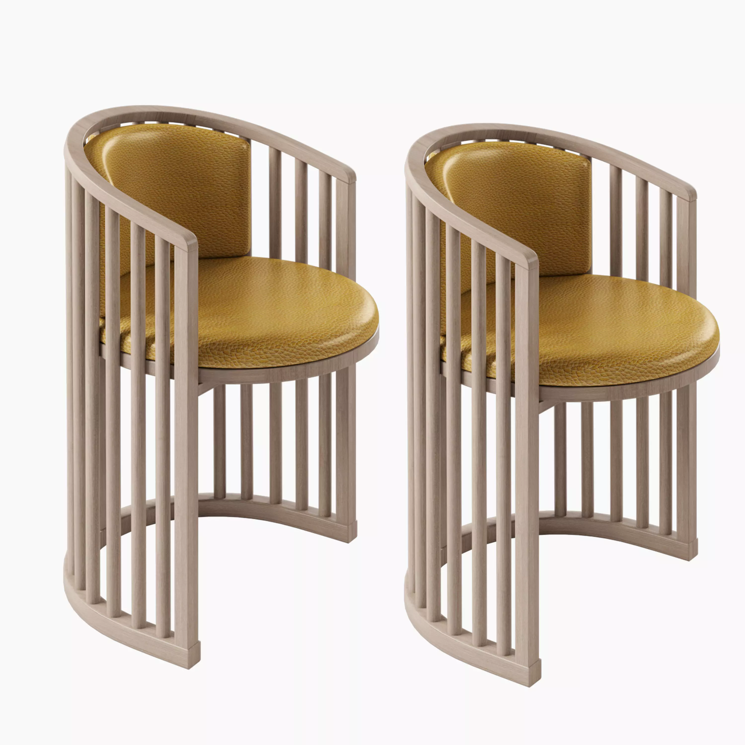 armchair wooden chair with cushion 3D model_0