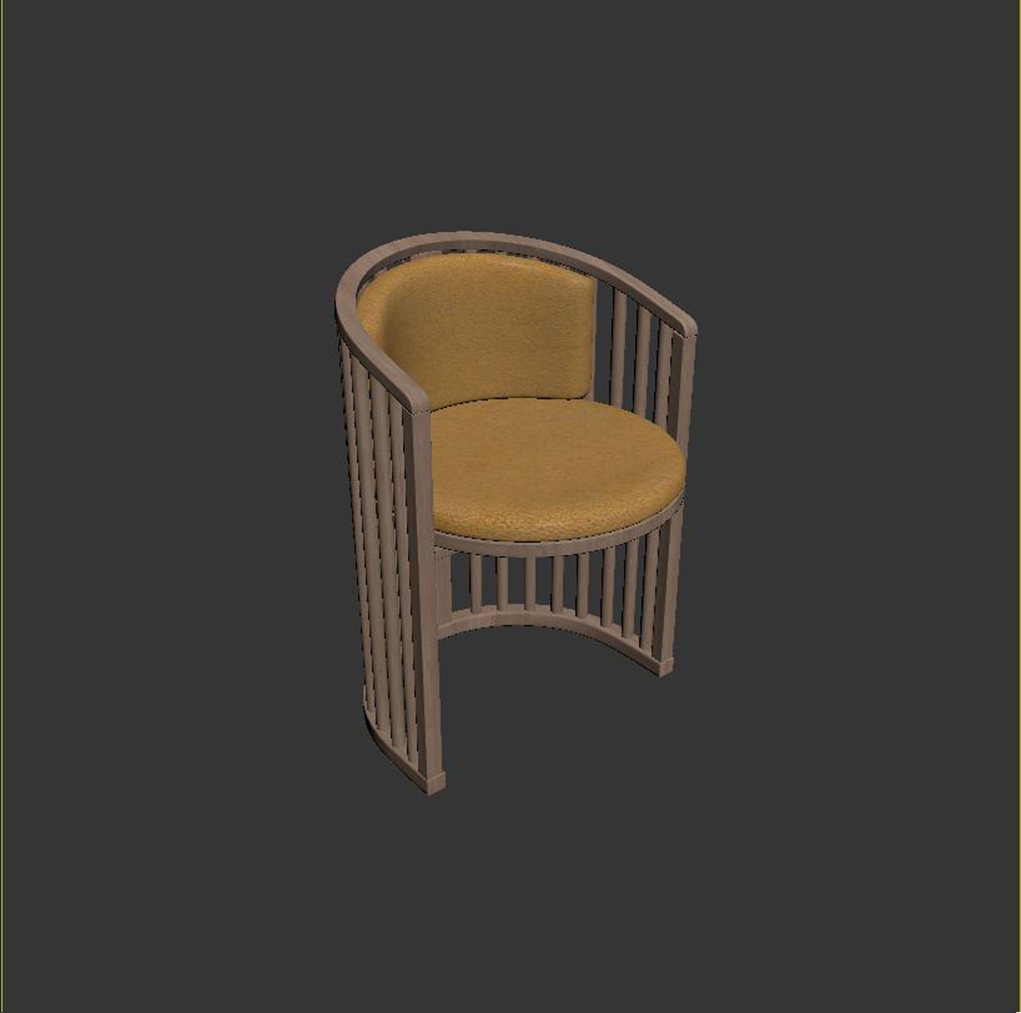 armchair wooden chair with cushion 3D model_2
