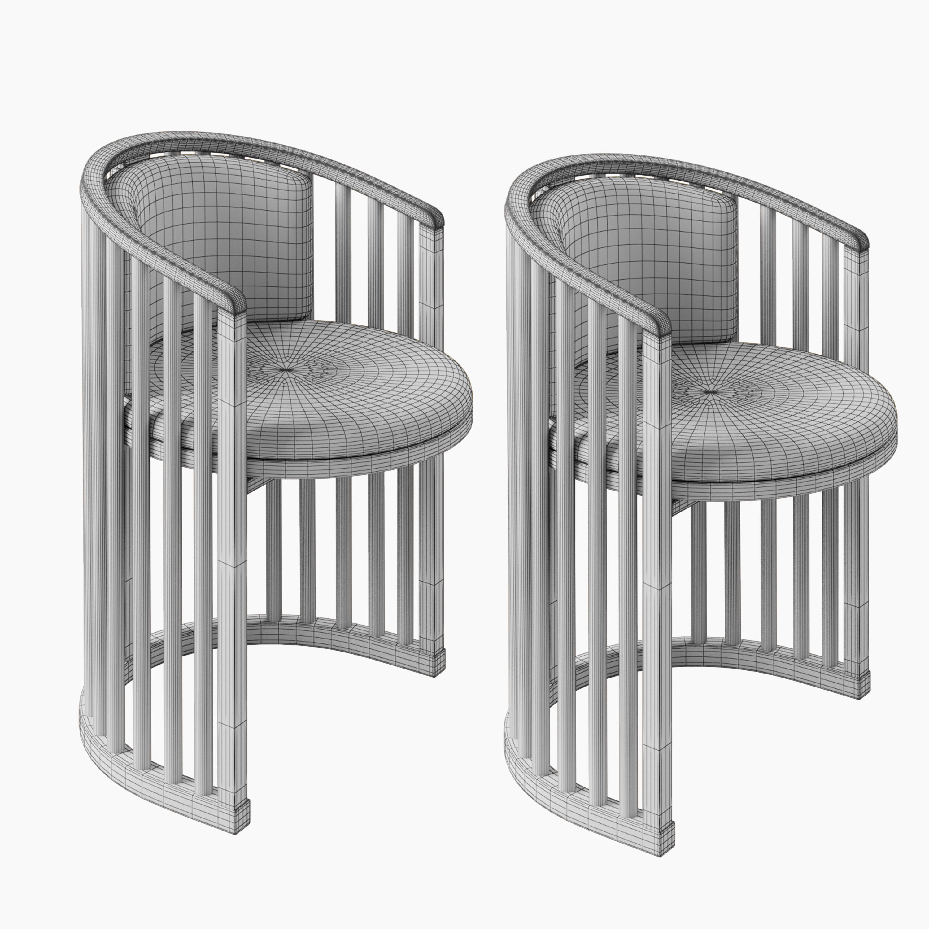 armchair wooden chair with cushion 3D model_1