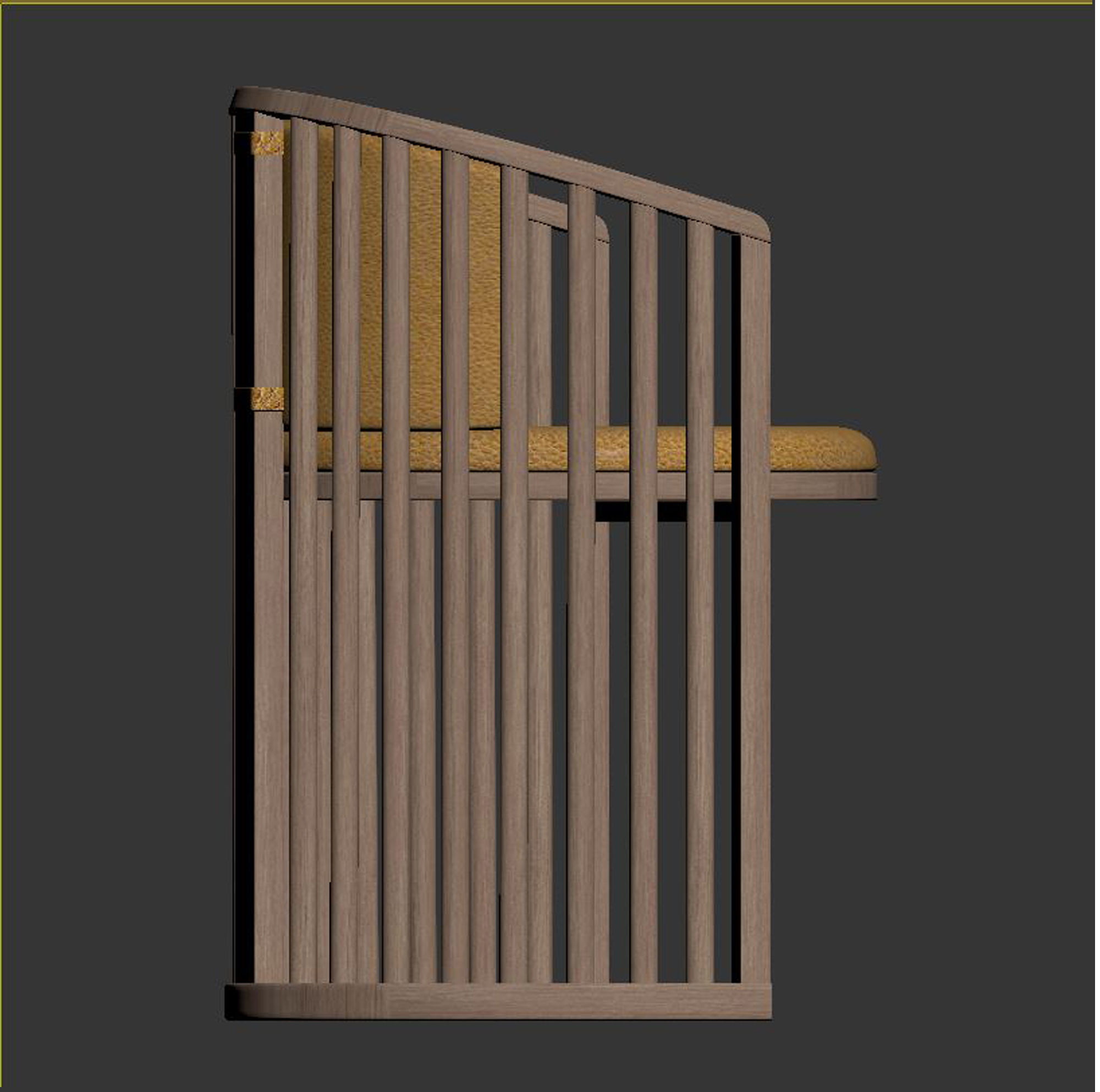 armchair wooden chair with cushion 3D model_3