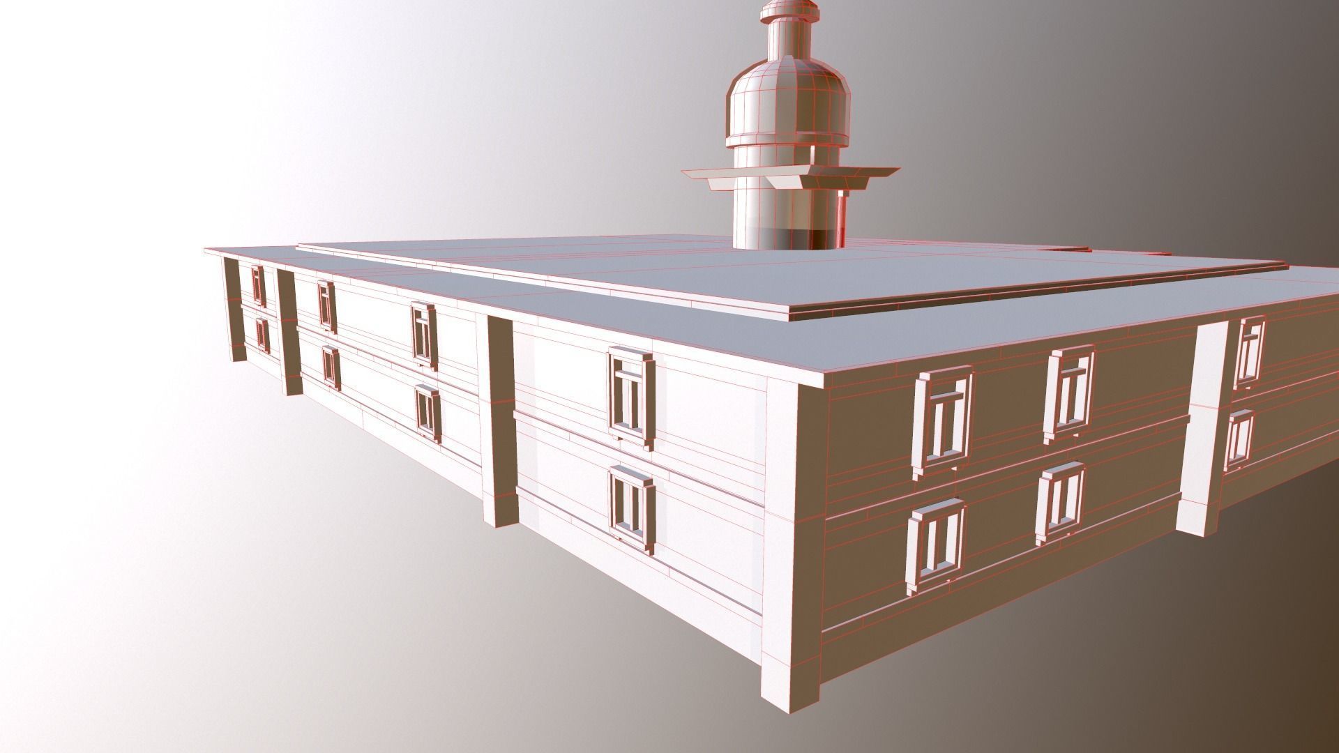 abandoned courthouse Low-poly 3D model_18