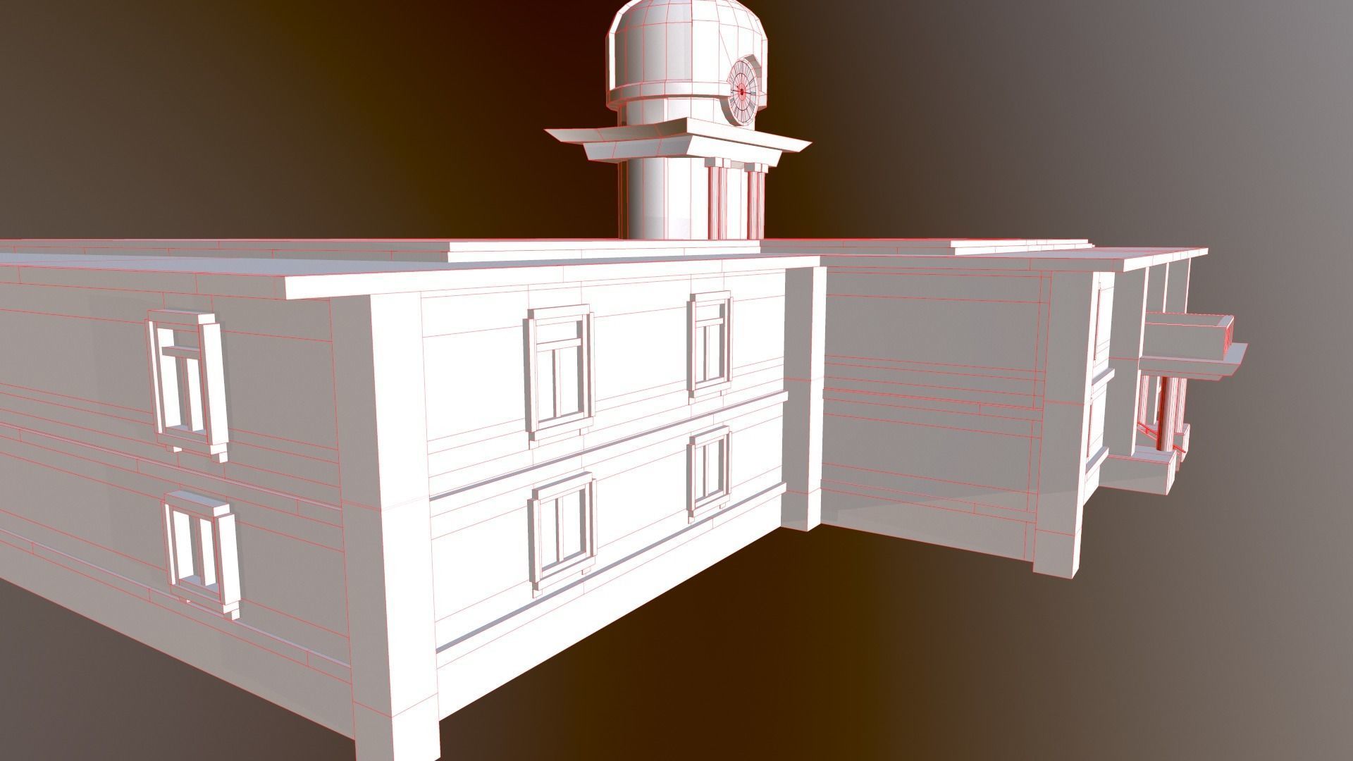 abandoned courthouse Low-poly 3D model_17