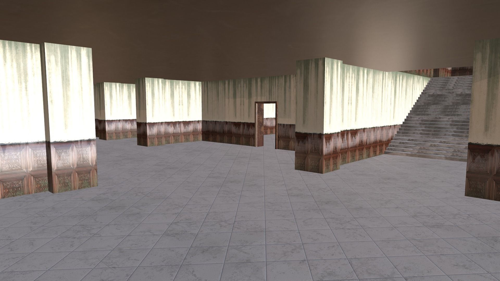 abandoned courthouse Low-poly 3D model_7