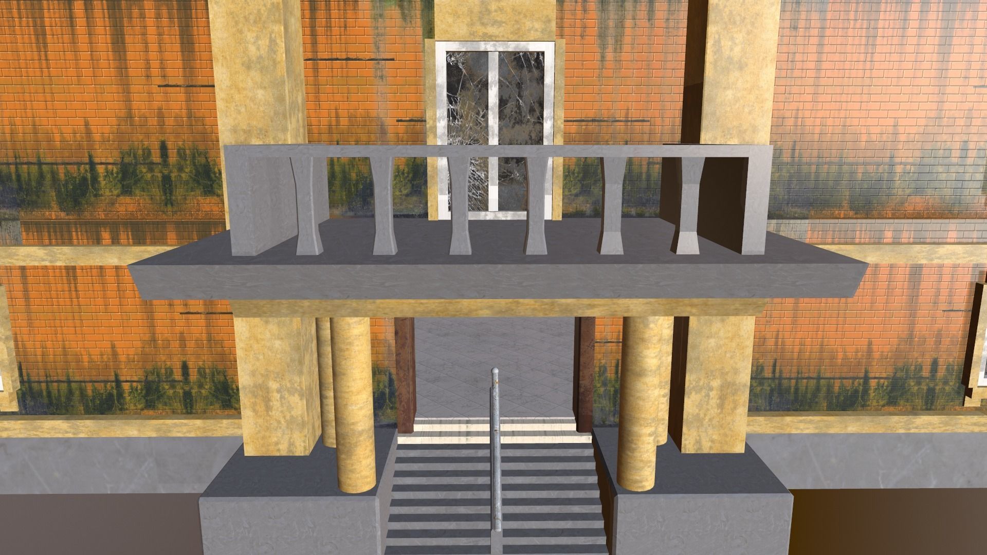 abandoned courthouse Low-poly 3D model_5