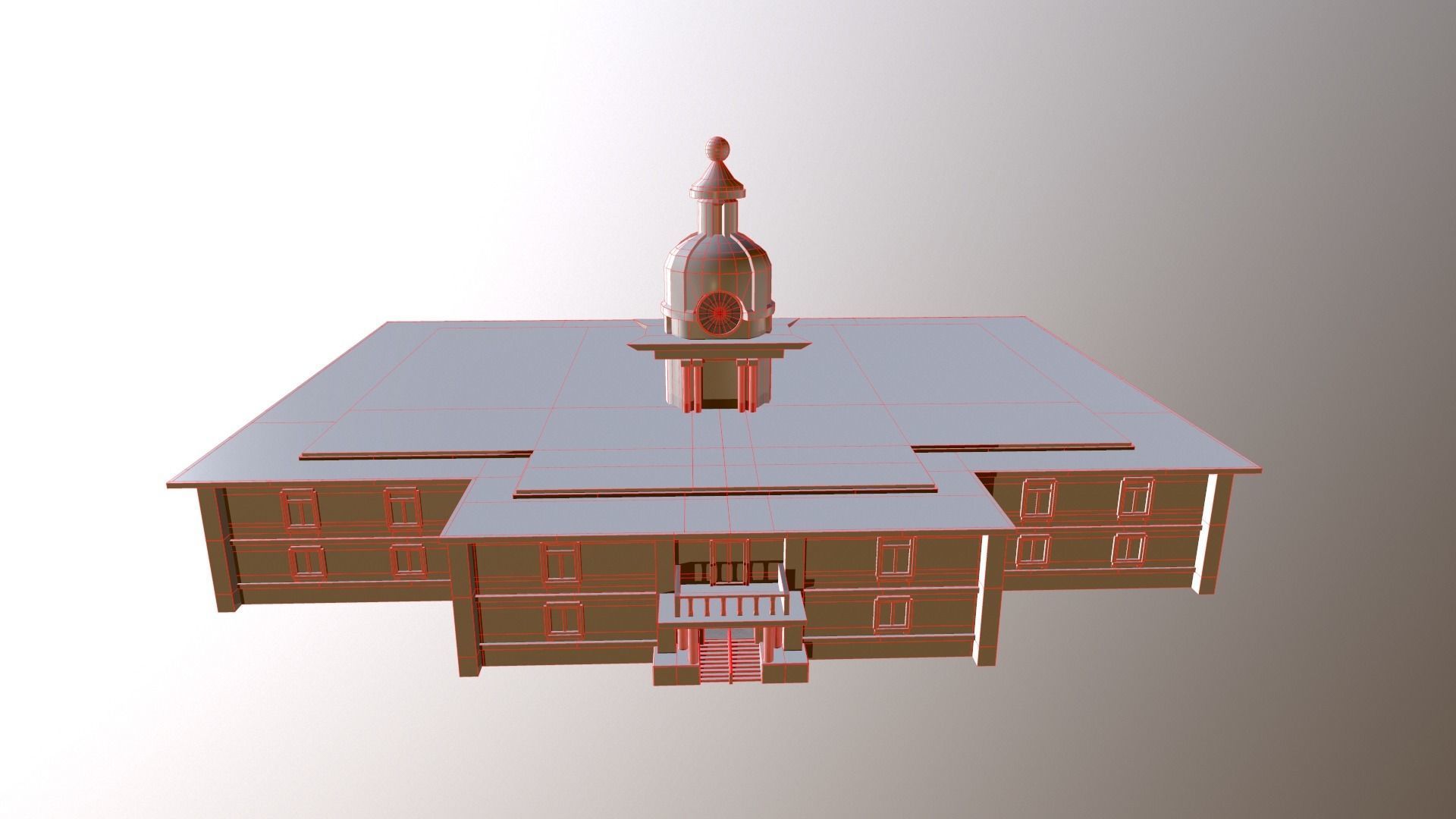 abandoned courthouse Low-poly 3D model_12