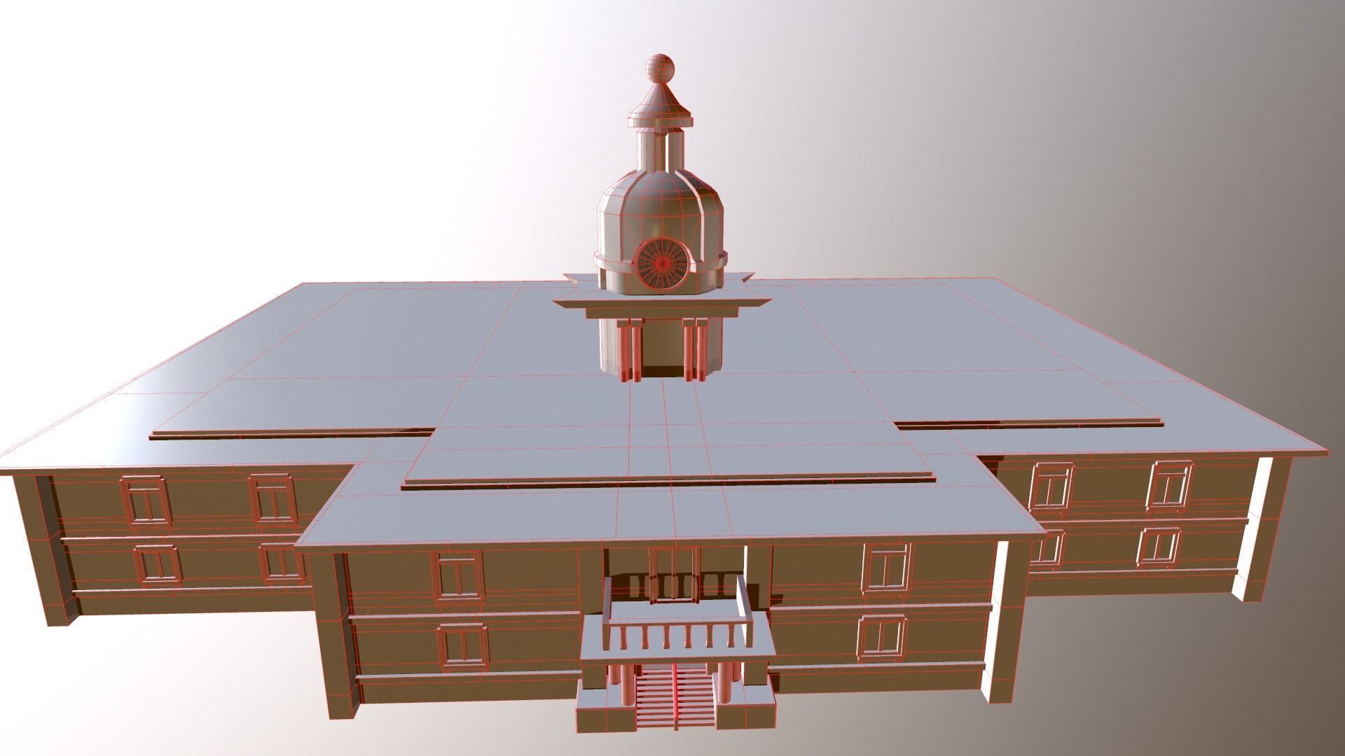 abandoned courthouse Low-poly 3D model_13