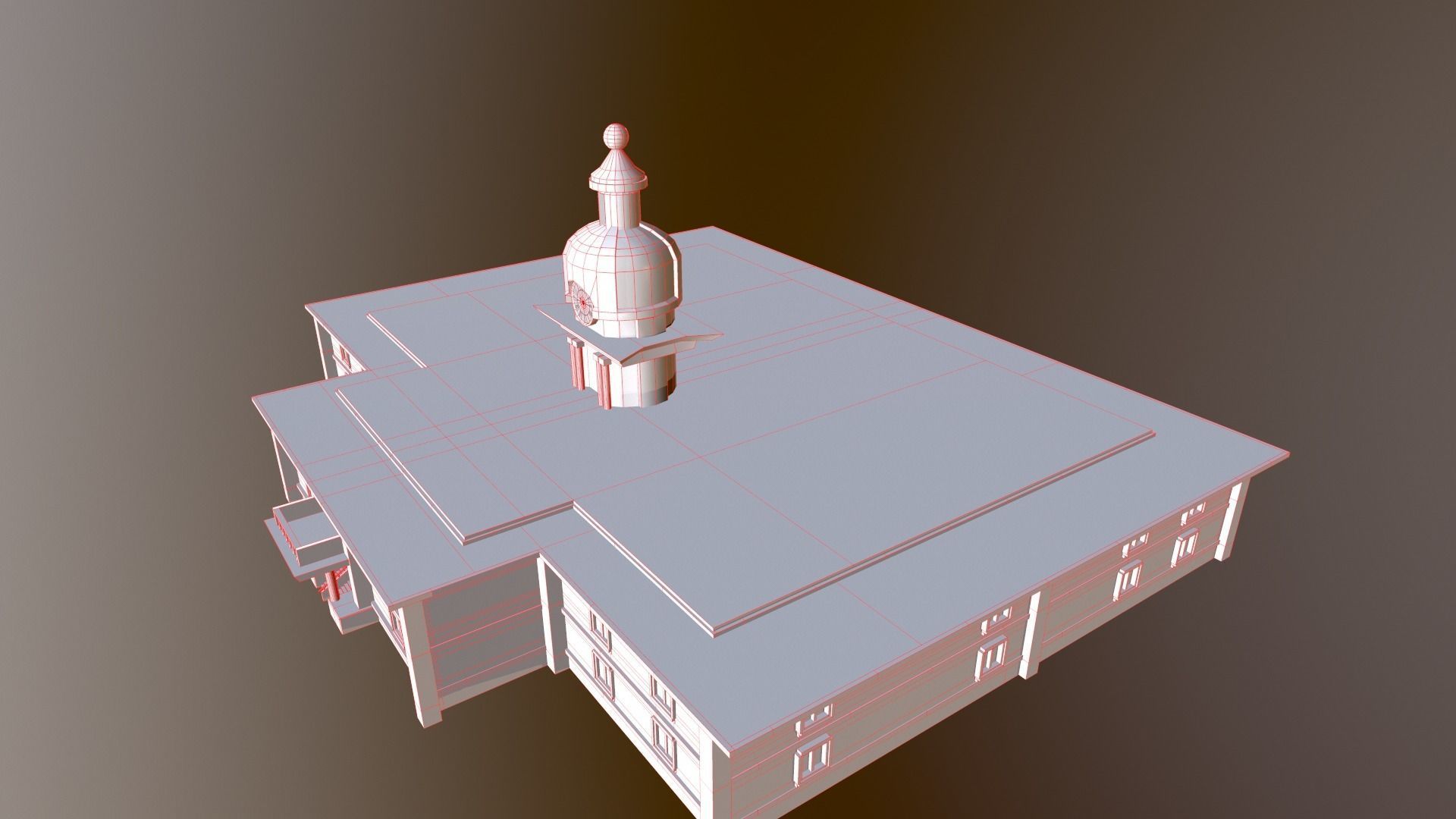 abandoned courthouse Low-poly 3D model_14