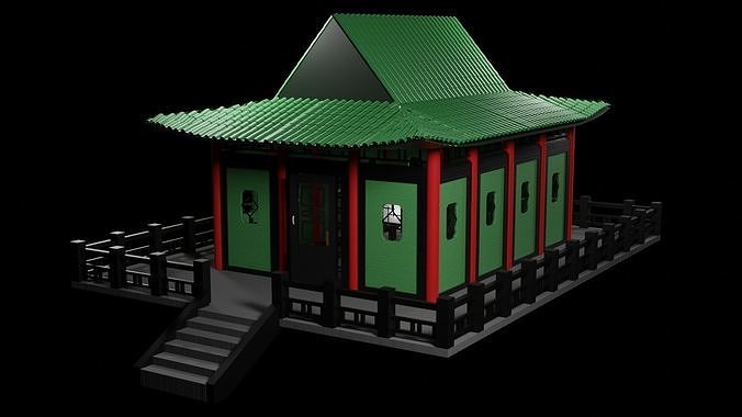 Tea room Chinese house Low-poly 3D model