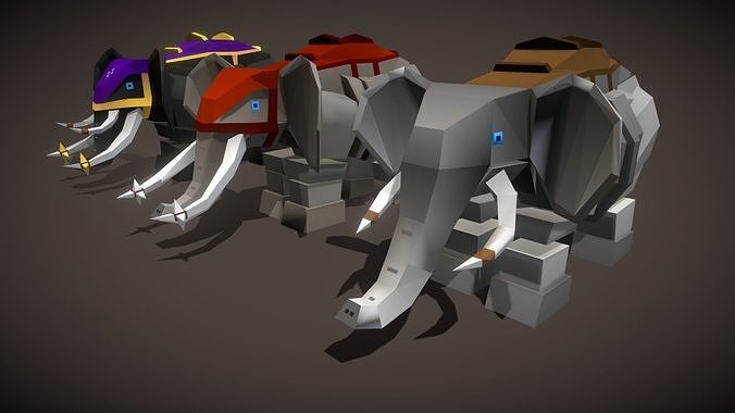 Elephant Enemies Low-poly 3D model
