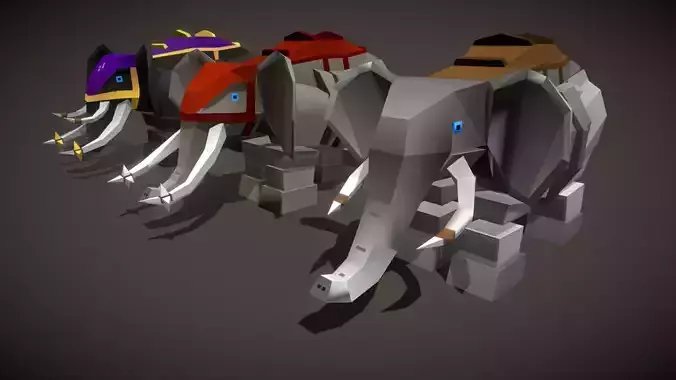 Elephant Enemies Low-poly 3D model