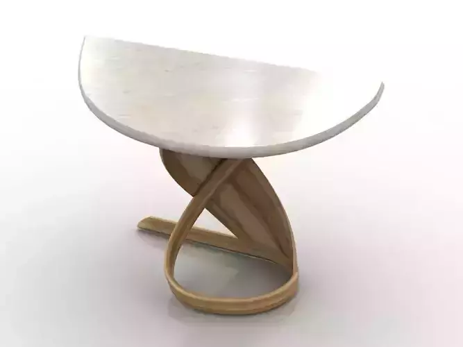 Table side with marble top and wooden base