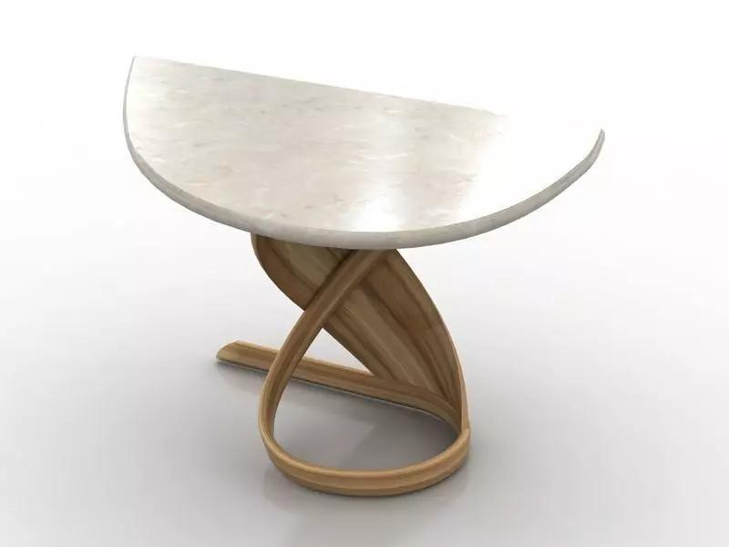 Table side with marble top and wooden base 3D model_0