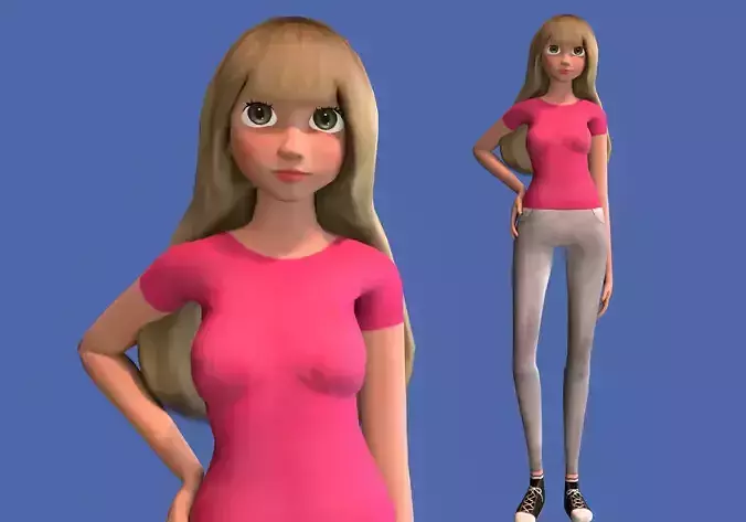 basic young blond girl rigged