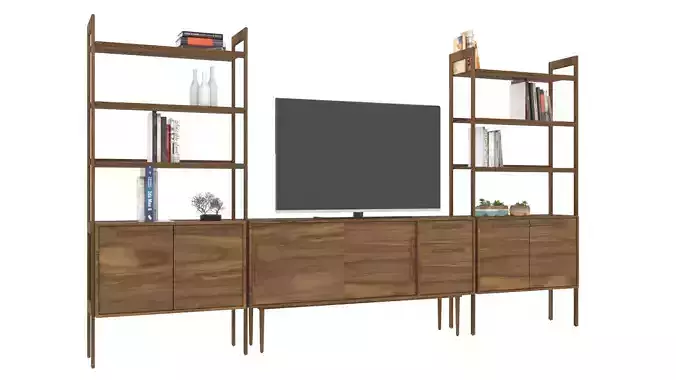 Walnut TV shelf 3D model