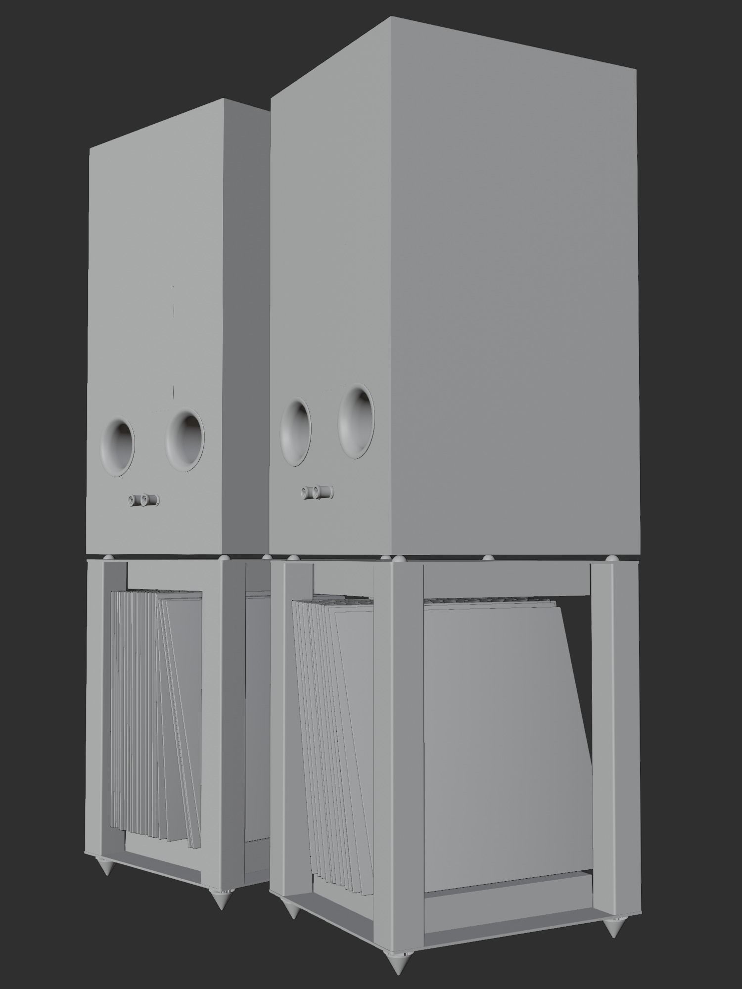 Wharfedale LINTON Heritage Black and Stands with Vinyls 3D model_16