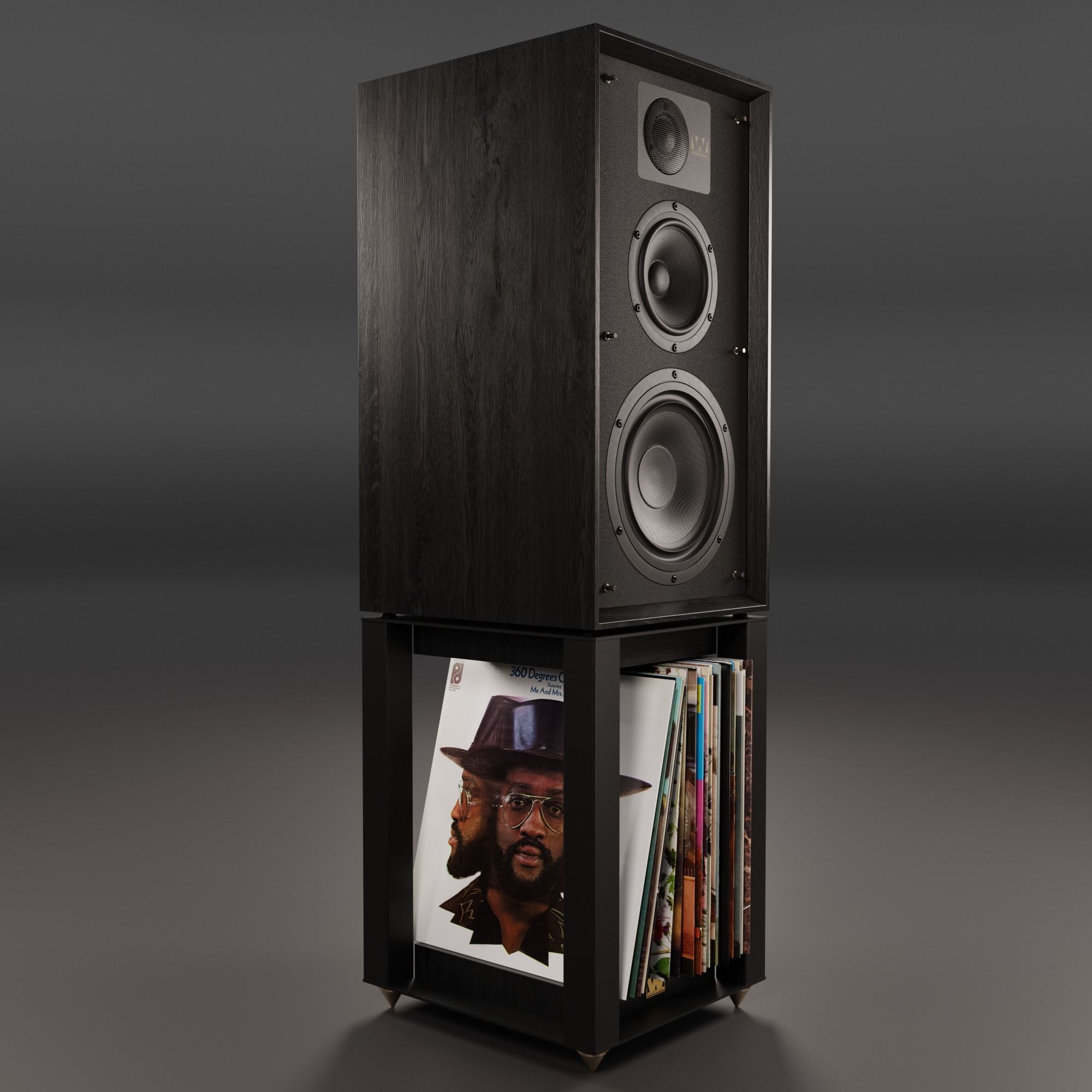 Wharfedale LINTON Heritage Black and Stands with Vinyls 3D model_2