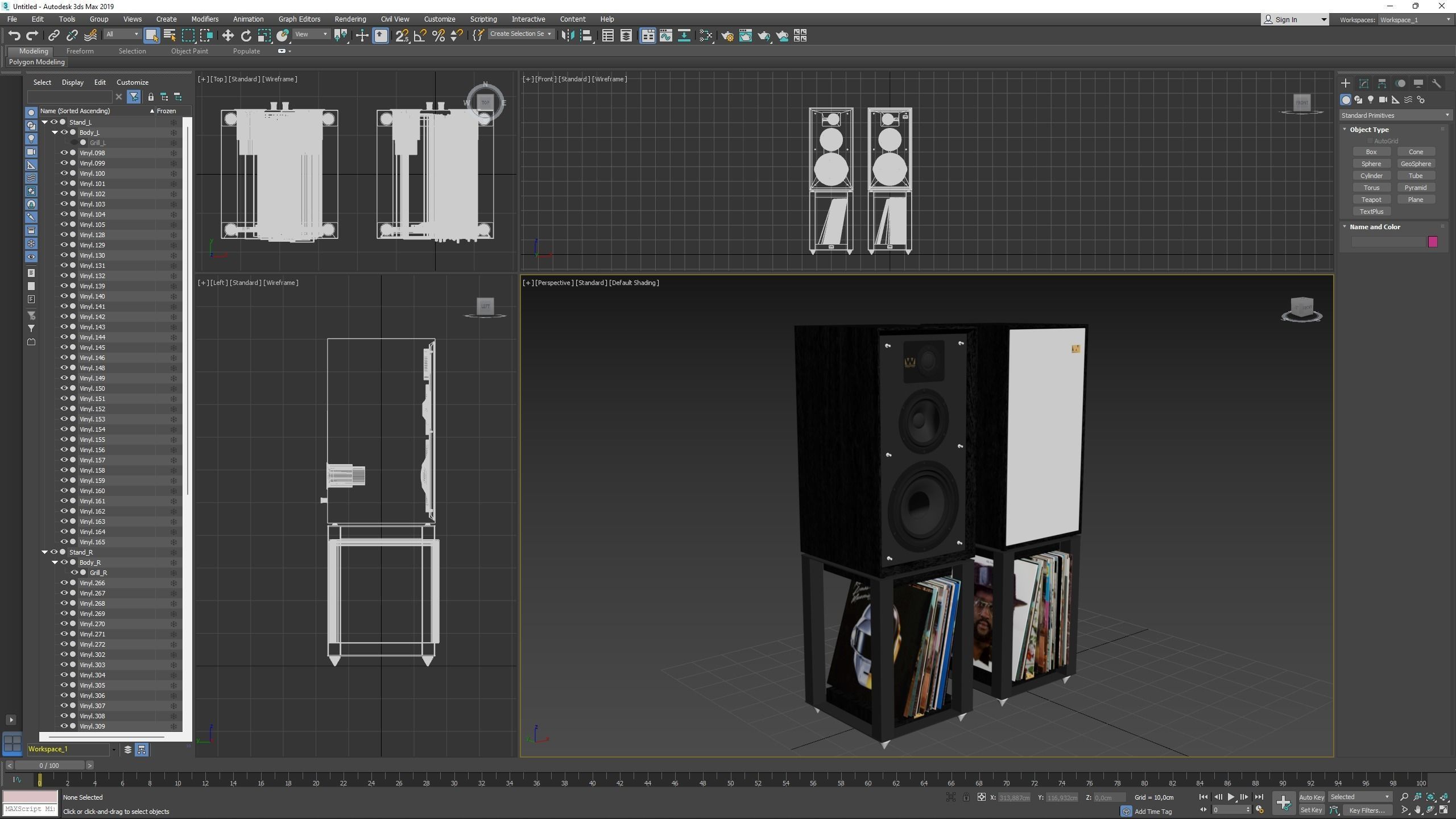 Wharfedale LINTON Heritage Black and Stands with Vinyls 3D model_13