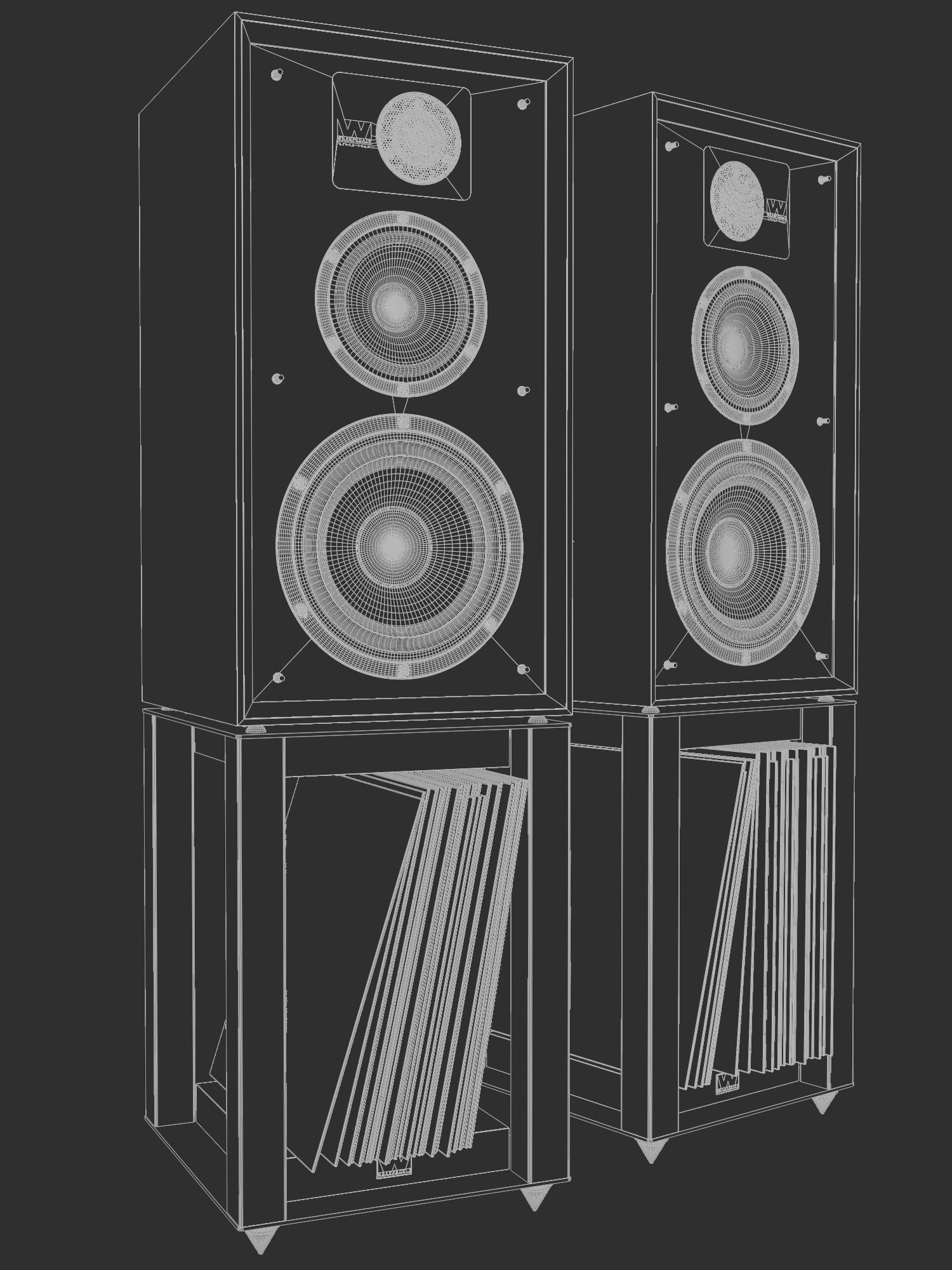 Wharfedale LINTON Heritage Black and Stands with Vinyls 3D model_20