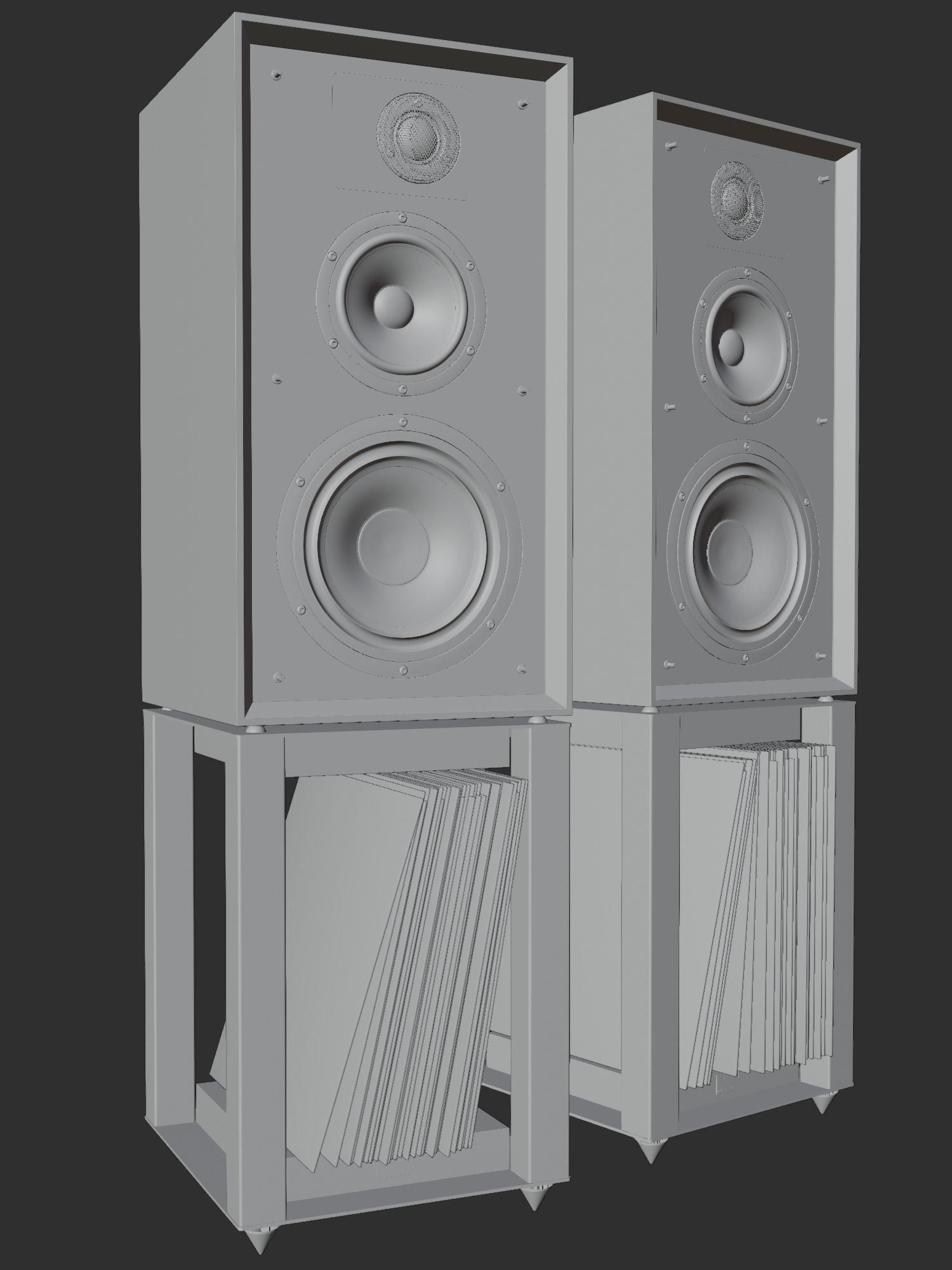 Wharfedale LINTON Heritage Black and Stands with Vinyls 3D model_15