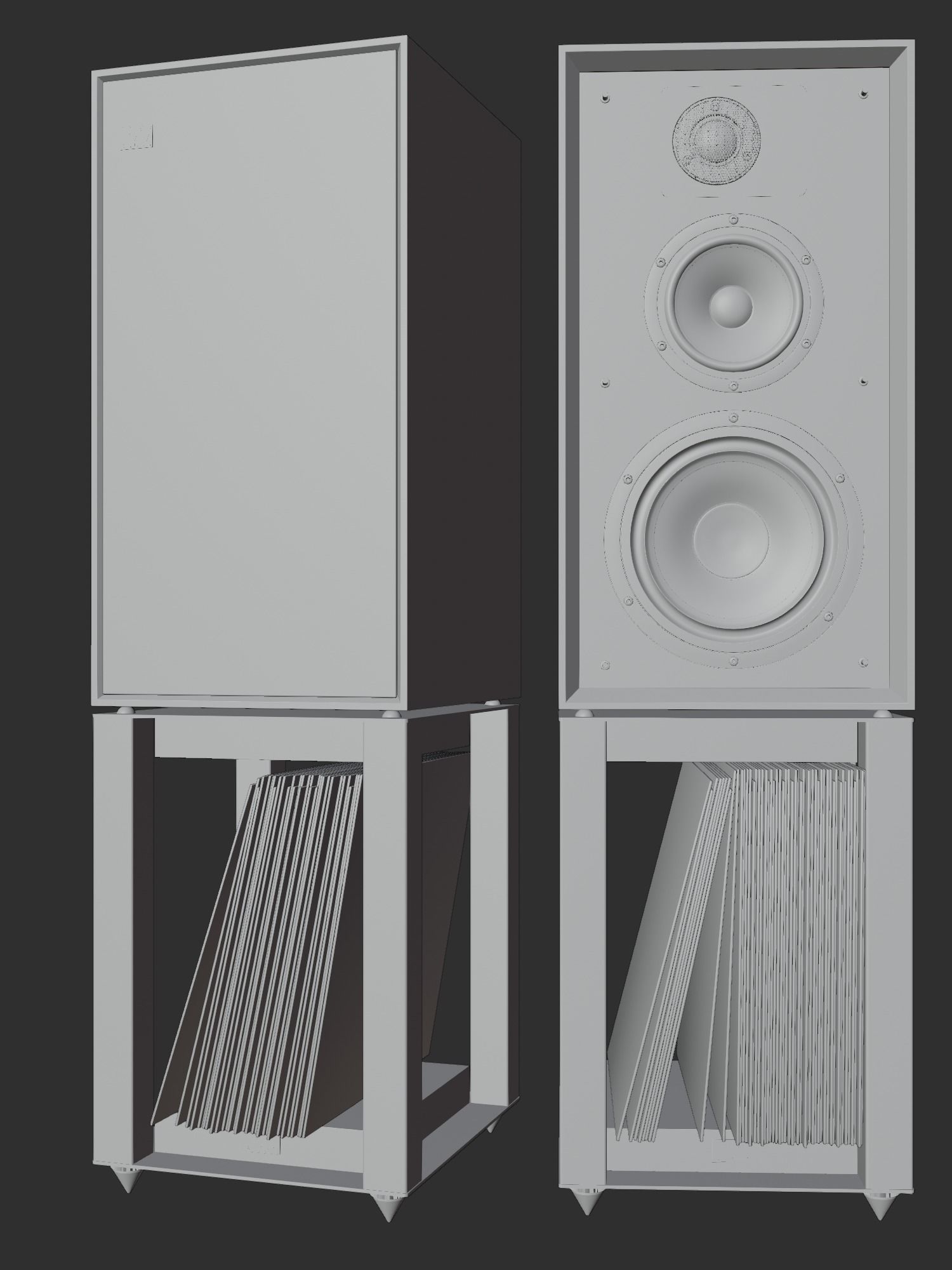 Wharfedale LINTON Heritage Black and Stands with Vinyls 3D model_14
