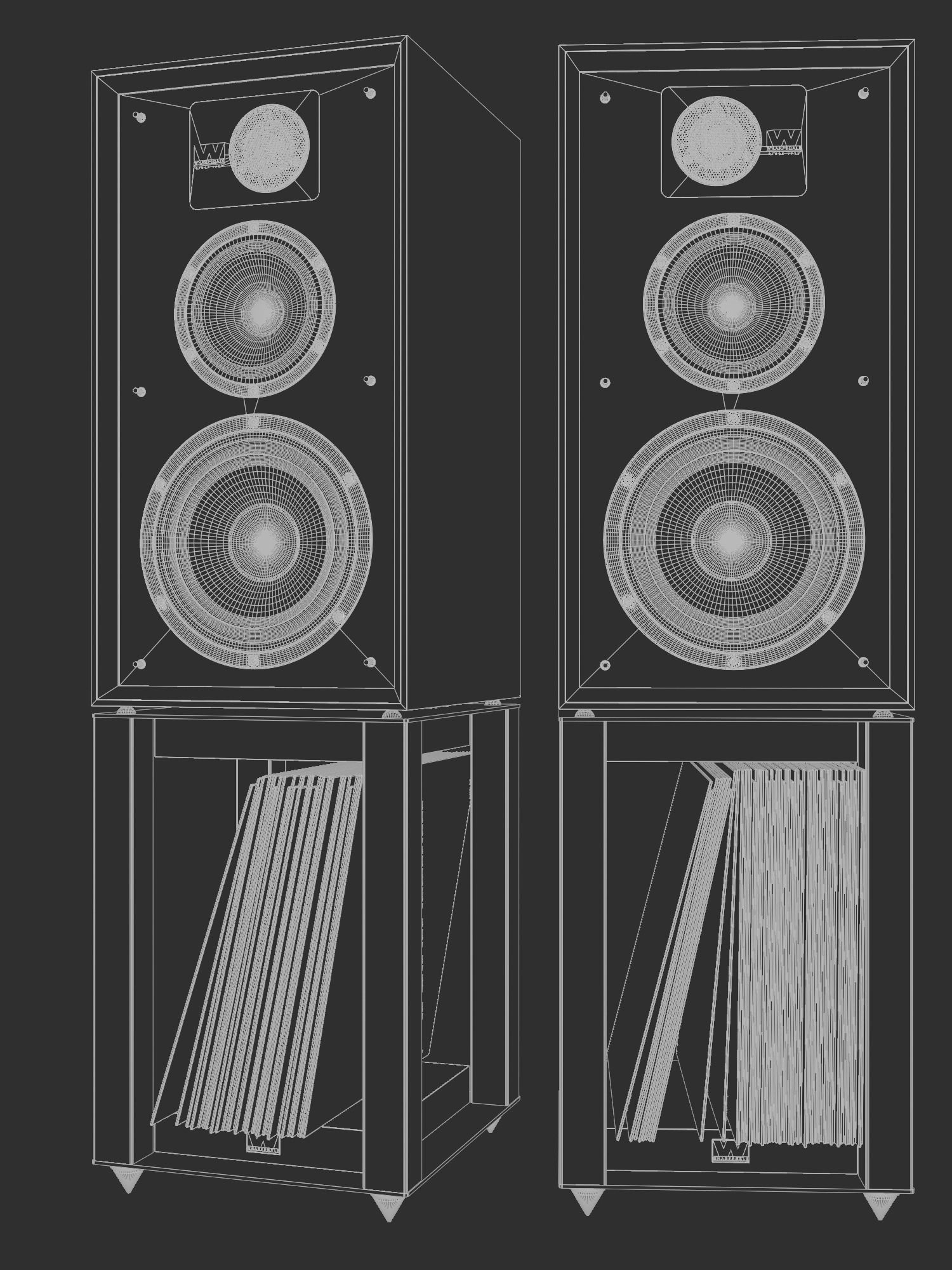 Wharfedale LINTON Heritage Black and Stands with Vinyls 3D model_19