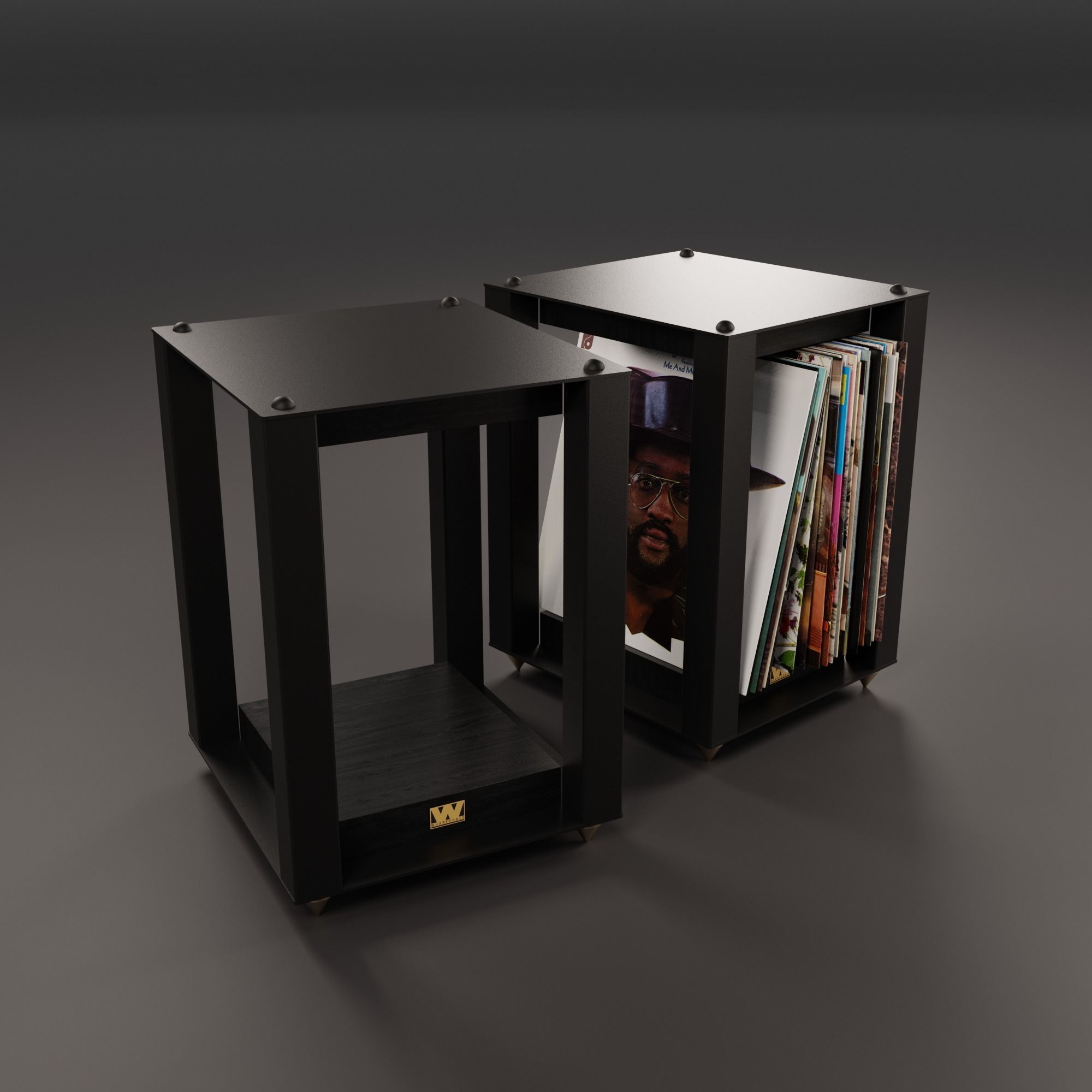 Wharfedale LINTON Heritage Black and Stands with Vinyls 3D model_4