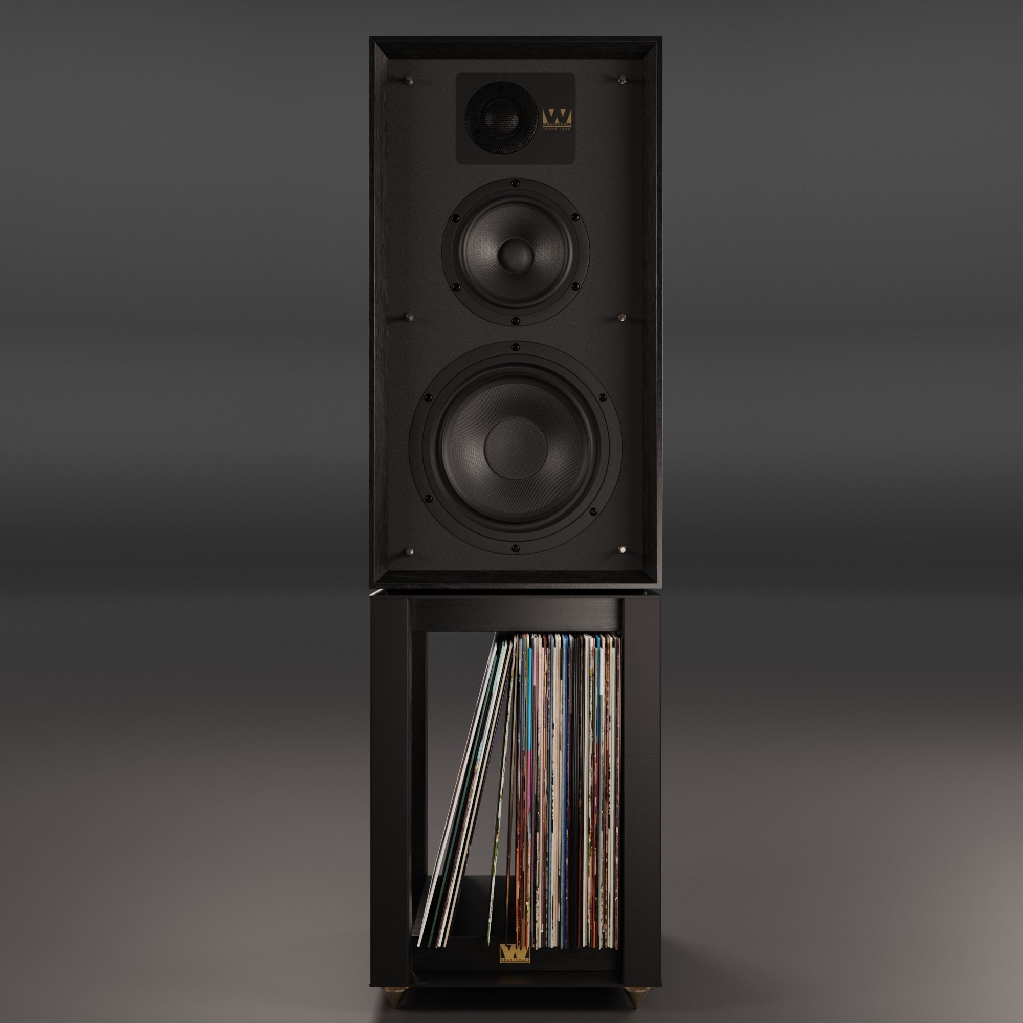 Wharfedale LINTON Heritage Black and Stands with Vinyls 3D model_5