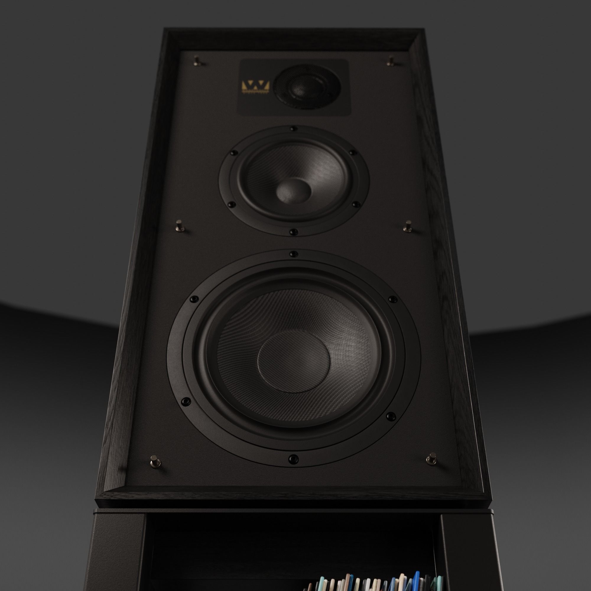 Wharfedale LINTON Heritage Black and Stands with Vinyls 3D model_10