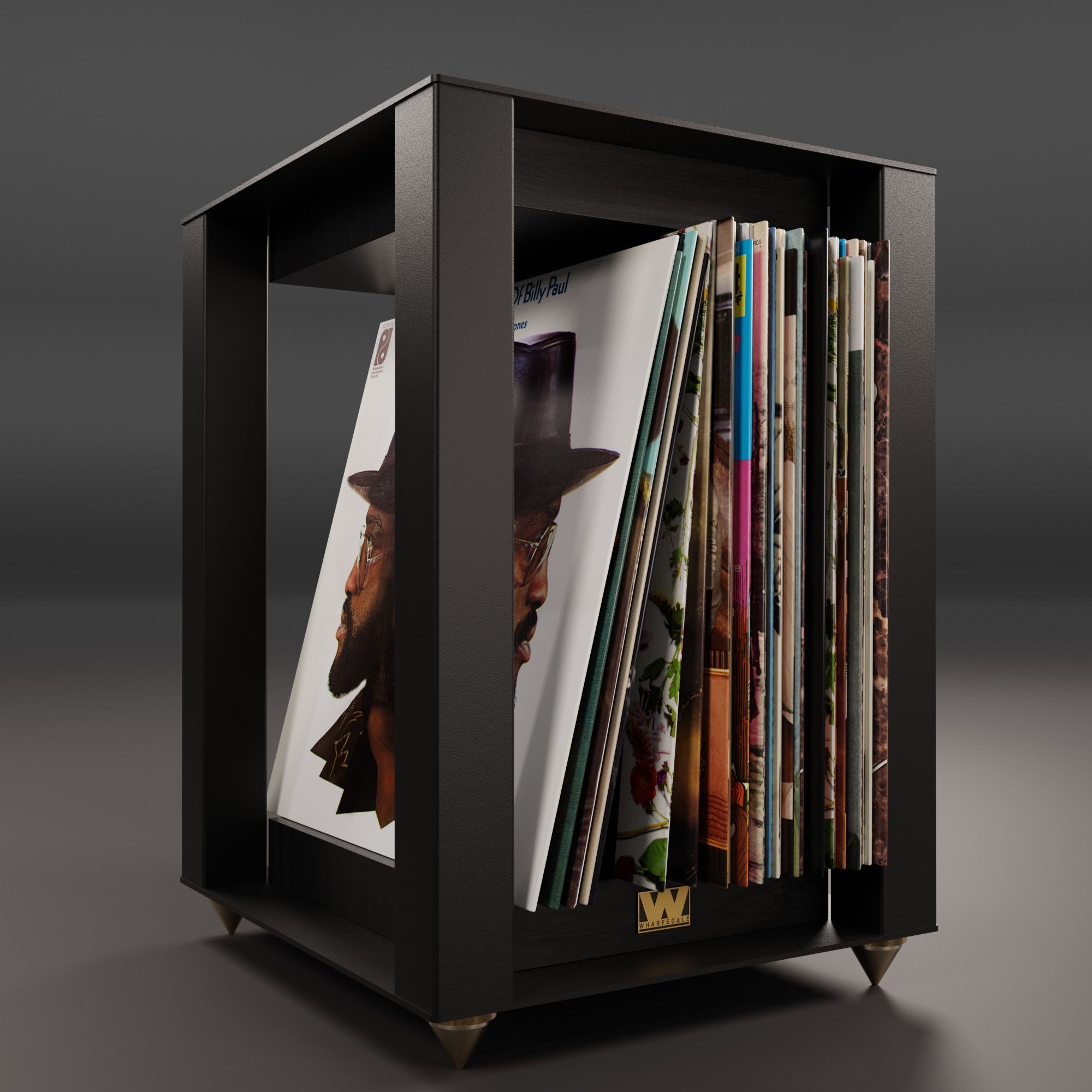 Wharfedale LINTON Heritage Black and Stands with Vinyls 3D model_3