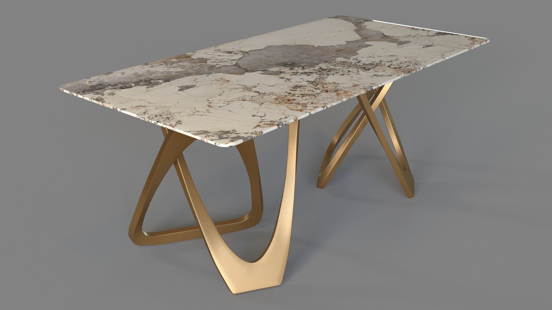 71 Contemporary Dining Table in Gold 3D model_2